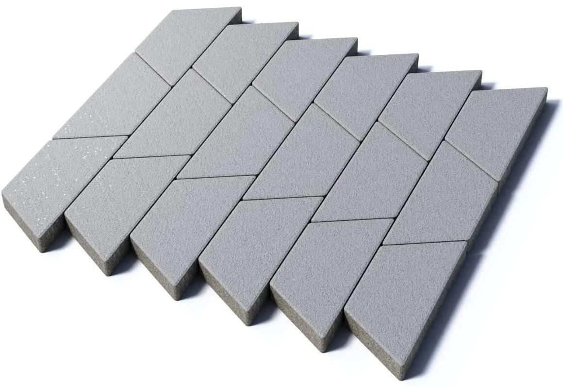 Тротуарная плитка Трапеция, 80 мм, мрамор, белый